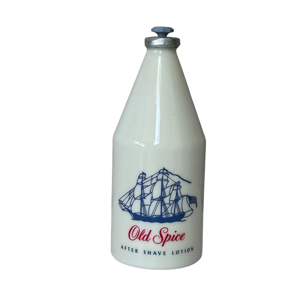 Vintage Old Spice After Shave Lotion Shulton Milk Glass Bottle 9.5 oz Ship